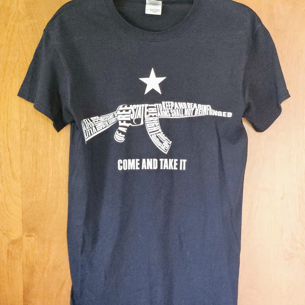 Infowars 2nd Amendment Graphic Gildan Heavy Cotton T-Shirt Black White Men's Med